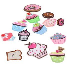 YYlingx 13Pcs Cupcake Embroidered Patches, Food Shape Embroidered Applique, Colourful Decorative Embroidered Patches for Jackets, Hats, Backpacks, Jeans, DIY Clothes