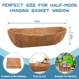 Riare 2 Pack 48 Inch Trough Coco Coir Liners for Planters, Pre-Formed Coconut Coir Replacement Liner Natural Coco Fiber Window Box Liners for Wall Planter, Window Basket Deck Railing Planter