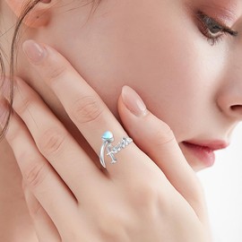 Mondstein Glaubensring für Frauen 925er Sterlingsilber religiöser Glaube offener Ring verstellbarer Mondstein Schmuck Geschenke für Mutter und Frau (8)