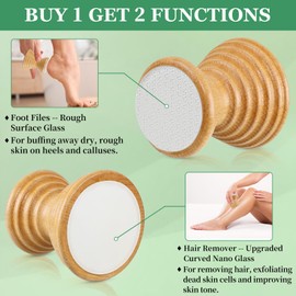ONULISS 2 in 1 Crystal Hair Eraser and Foot Pumice Stone, Painless Exfoliation Hair Removal Tool for Women and Men, Double Nano Glass Pedicure Tools Hair Eraser for Back Arms Legs - Health Foot Care