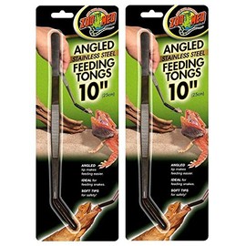 Zoo Med Angled Stainless Steel Feeding Tongs Ideal for Snakes 10 inches - 2 Pack