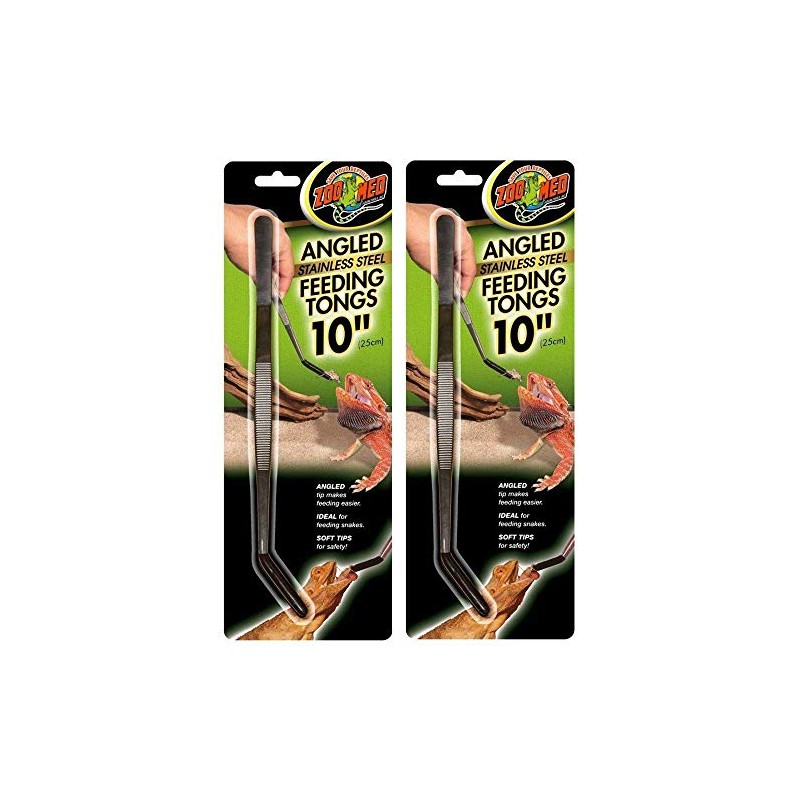 Zoo Med Angled Stainless Steel Feeding Tongs Ideal for Snakes