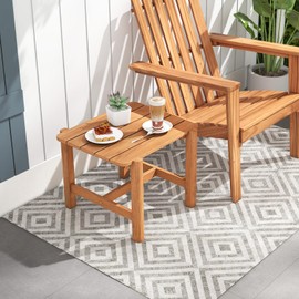 Tangkula Patio Teak Wood Side Table, Outdoor End Table with Slatted Tabletop, Small Coffee Table, Bistro Table for Porch, Deck, Garden, Yard, Poolside, Natural