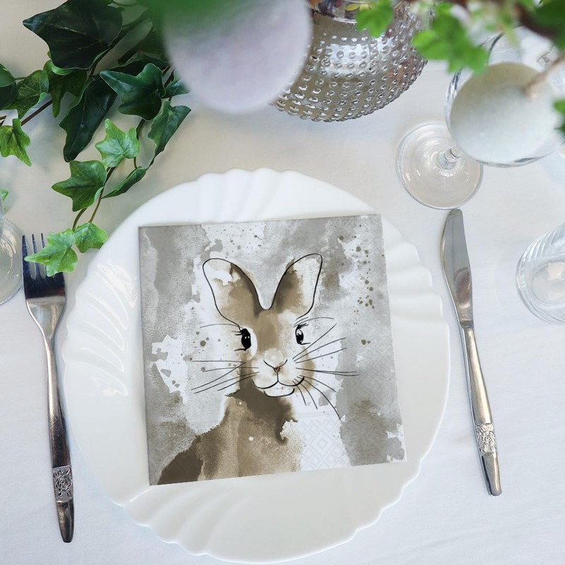 20 Napkins Easter Bunny, Rabbit Animal Bunny, 33 x 33