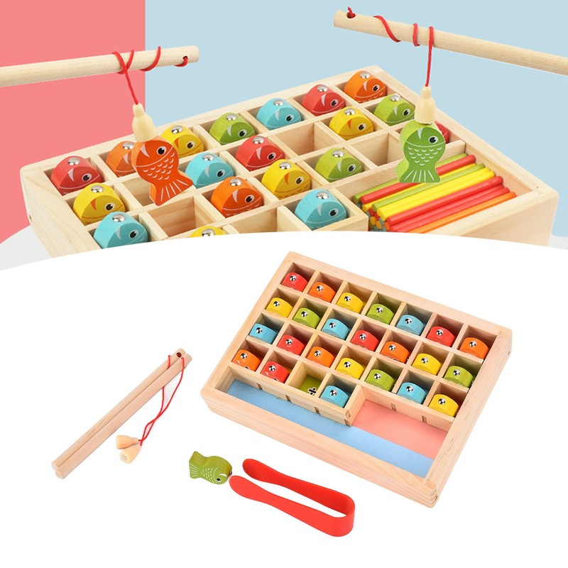 Wooden Magnetic Fishing Game Safe Letters Cognition Preschool Gift for
