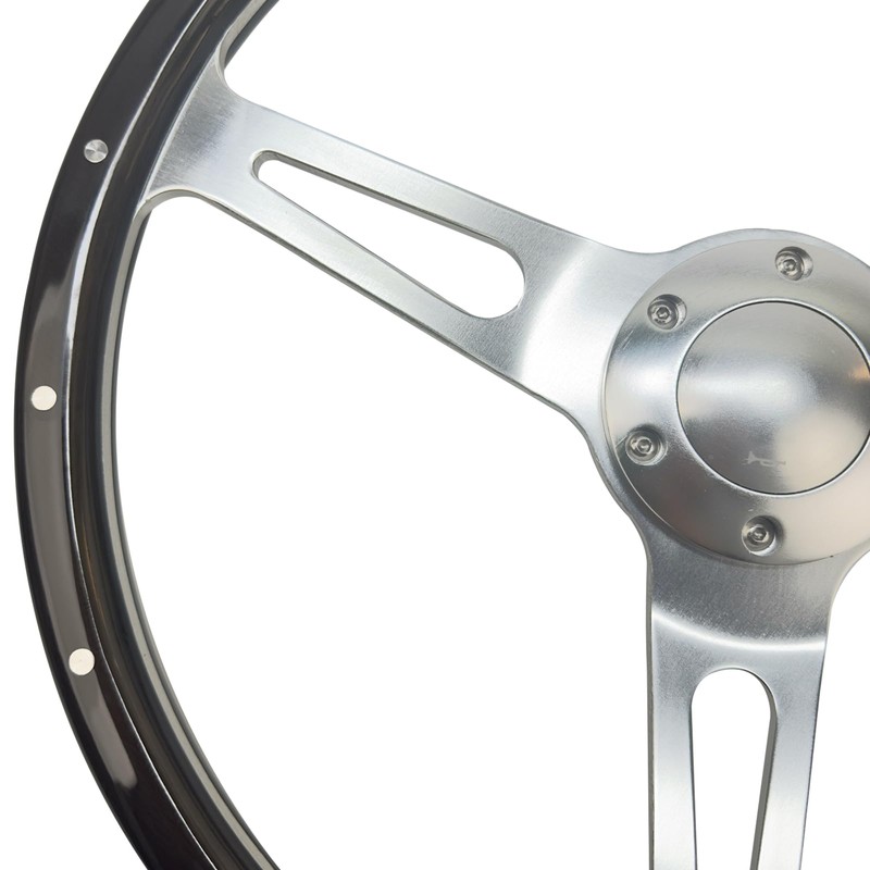 Hiracing 15inch Classic Wood Grain Steering Wheel With Riveted Light