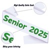 4Pcs White Senior 2025 Sash with Green Printing Letters, 2025
