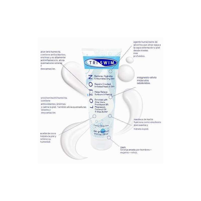 TRISWIM Swimmers Lotion Moisturizing Skin Repair with Aloe Vera &