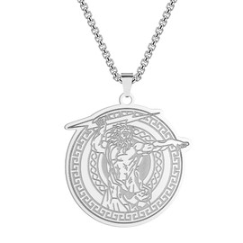 Chereda Vintage Greek Mythology Zeus Pendant Necklace For Men 316L Stainless Steel Greek Myths Sky Thunder God Men Necklace Jewelry, Stainless Steel, No Gemstone