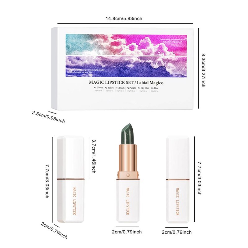 6 Color Lipstick Color Changing Lipstick Lip Stain Long Lasting