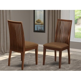 East West Furniture Ipswich country dining chairs - Microfiber Upholstery Seat and Mahogany Solid wood Frame wood dining chair Set of 2