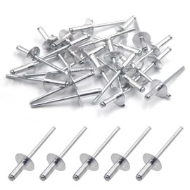 BESTYCHAO Pack of 50 Aluminium Blind Rivets with Large Flange 4 mm x 12 mm, Pack of 50 (Silver)