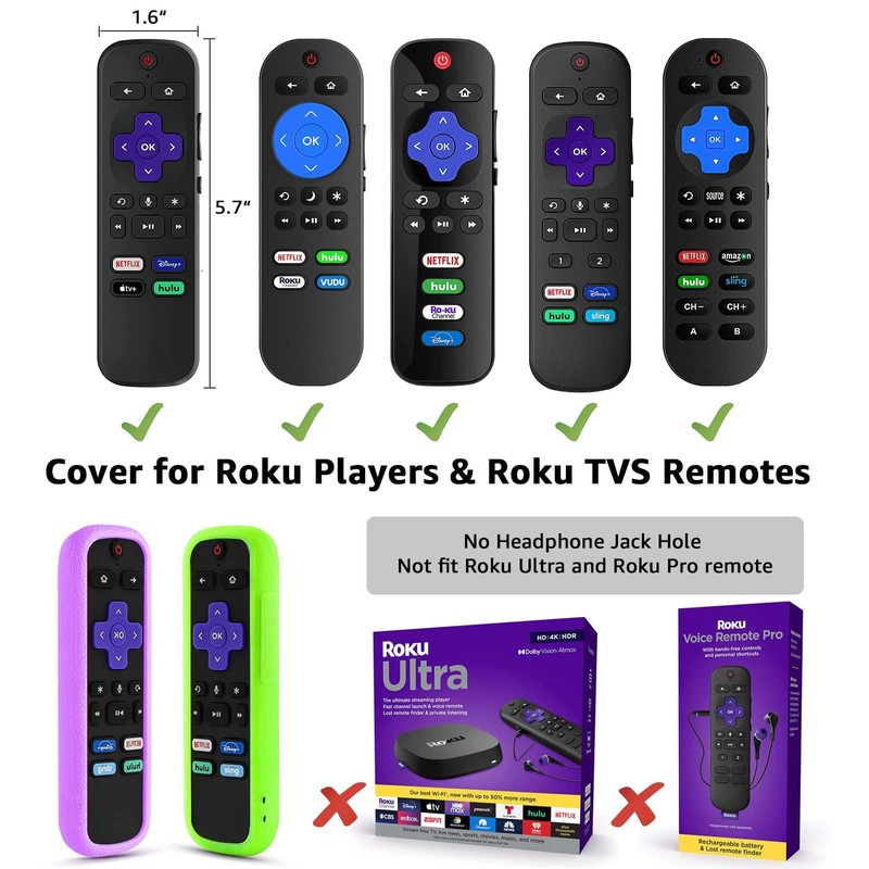 2 Pack Remote Cover for Roku, Battery Cover for TCL