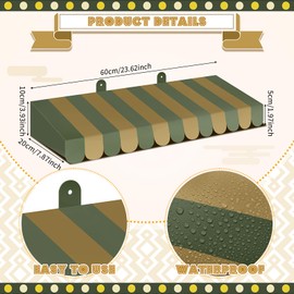 Boao 4 Pack Circus Awning Decoration 3D Stripe Cardboard Awning Carnival Wall Decor Circus Party Favors for Lemonade Stand Bakery Ice Cream Truck Bulletin Board Decor(Green)