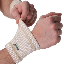 NEOtech Care Wrist Brace - Bamboo Fibre Knitted Fabric - Lightweight, Elastic & Breathable - for Men & Women - Sports, Training, Gym (Beige, 1 Pair, M)