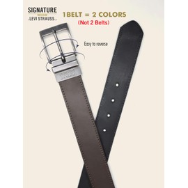 Levi Strauss Signature - Premium Leather Reversible Belt for Men for Jeans, Work, Dress & Casual pants | Cinturon Para Hombre