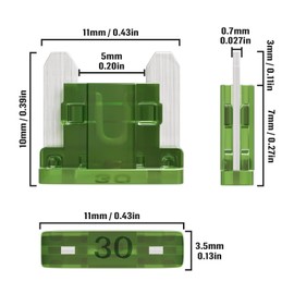 ALLECIN 30A Low Profile Mini Fuse 30 Amp Micro Car Fuses 30Amp Auto Blade Fusible Automotive Fusibles para Carro for RV Boat Automobile Truck (Pack of 50Pcs)