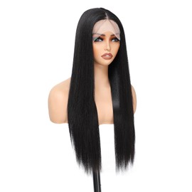 X-Tress 26" Straight Lace Front Wig Synthetic for Women 13x4x1 T Part Highlight Lace Front with Middle Hairline Baby Hair Around Hair Replacement Wig for Women(Natural Color)
