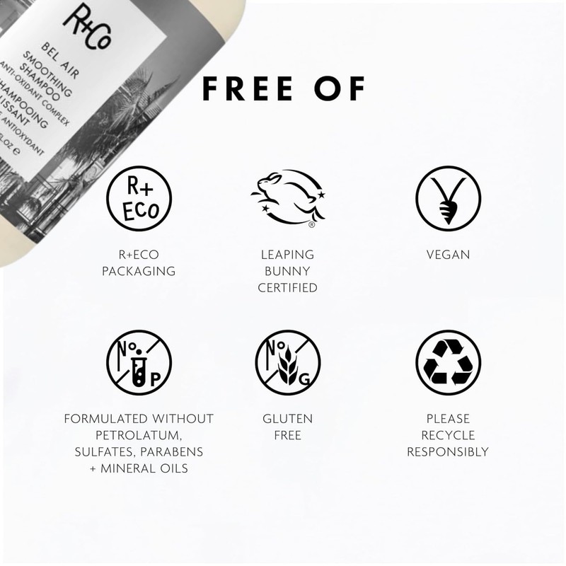 R+Co Bel Air Smoothing Shampoo – Anti-Oxidant Complex for Smooth,