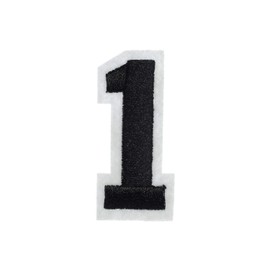 Miniblings Number One Iron-On Patch Black White College 1 Number Patch Iron-On Patch I Children Iron-On Patches for Iron-On