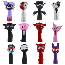 Kouipoie Sprunki Toy Figure Set, Colourful Sprunki Action Figures for Children and Adults, Gamer and Decoration, Ideal for Christmas and Birthdays (E-12 Pieces)