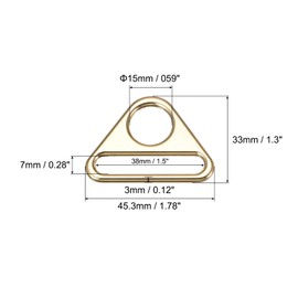 uxcell Triangle Buckle Adjuster, 16Pcs 1-1/2 Inch Triangle D Rings Adjuster Triangle with bar Swivel Clip for Webbing Bag Strap, Gold Tone