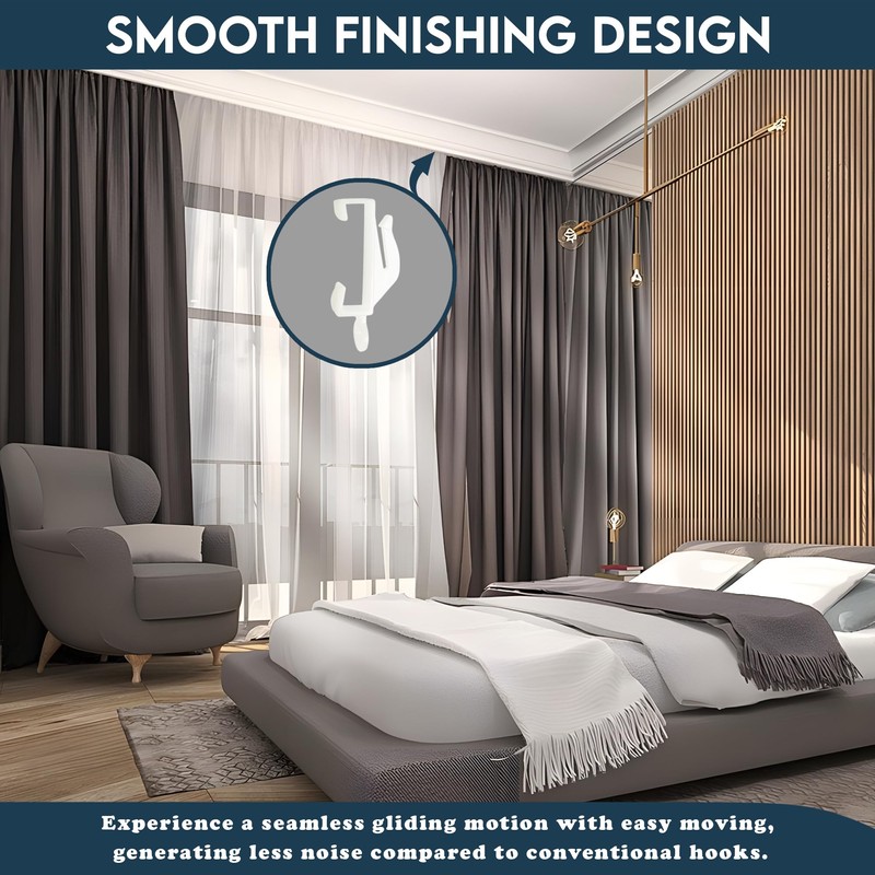 Yuhman 50 pack Glider Curtain hooks - Plastic White- 4.7cm