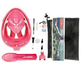 HEARTST Snorkel Mask, 180° Super Wide Angle, Kids Diving Mask, Full Face Mask, Anti-Fog and Leak Proof Diving Mask, Can Attach Sports Camera, Underwater Mask, Snorkeling Equipment, Free Breathing,