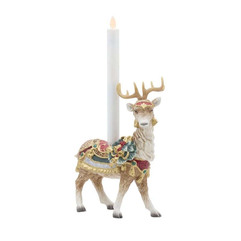 Fitz and Floyd Noel Holiday Standing Deer Ceramic Candle Holder