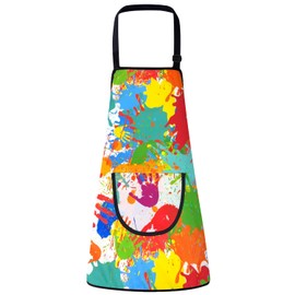 LECTNORE Kids Painting Apron Waterproof Painting Apron Long Sleeve for Kids Children's Art Smock with Pockets for Painting Cooking Eating（Height 80-100cm,without sleeves）