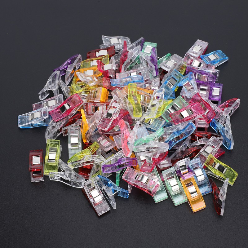 100Pcs Hemming Clips DIY Colorful Plastic Fabric Cloth Craft Clip