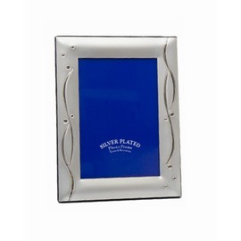 6x8-inch Two Tone Design Silver Plated Picture Photo Frame Stands/Hangs both ways (Landscape or Portrait) - 328ASS48 (6x8-inch)