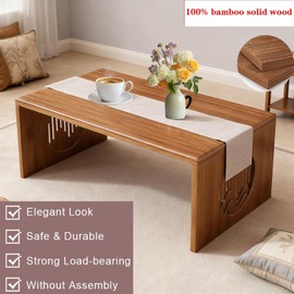 Folding Coffee Table, Low Coffee Table for Sitting on The Floor