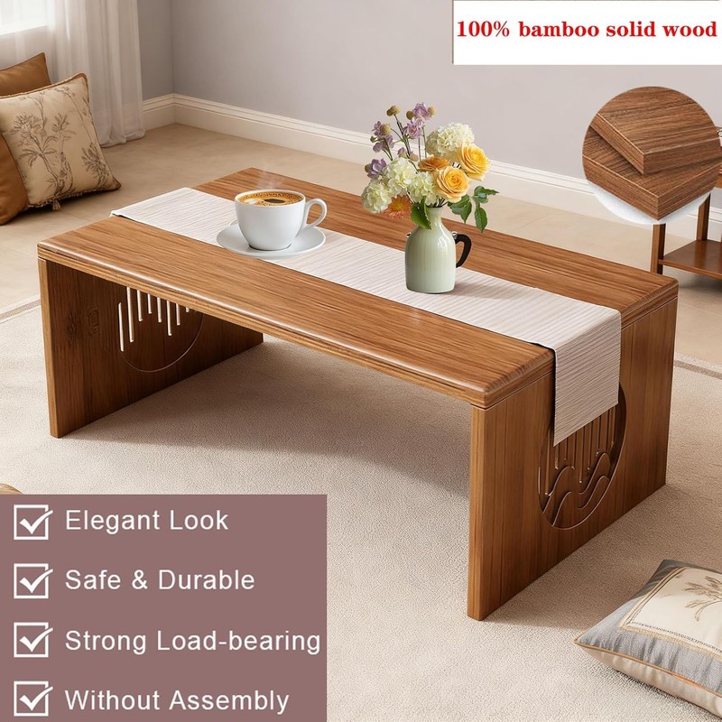 Folding Coffee Table, Low Coffee Table for Sitting on The