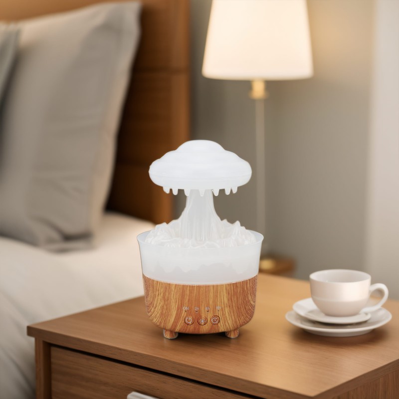 Rain Cloud Humidifier 7 Colors Light Remote Control Wood Grain