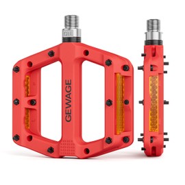 GEWAGE Bicycle Pedals, Nylon Fibre MTB Pedals with Reflectors, 9/16 Inch Non-Slip, Lightweight Bicycle Platform Pedals with 3 Bearings for Road Bike, MTB, E-Bike