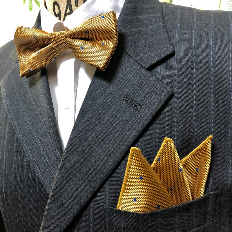 Dot (Small) Yellow Gold [Bow Tie & Pocket Square] 2-piece