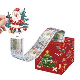 Christmas Money Pull Box for Cash Gift Surprise Money Gift Boxes for Cash Pull Out DIY Money Roll Gift Box with 50Pcs Transparent Bags as Christmas Party Favors for Kids Friends Family Lover