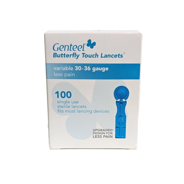 Genteel | Butterfly Touch Lancets | Polished | Smooth & Pain Free | Stainless Lancets (100 pcs)