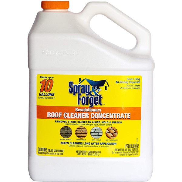 Spray & Forget Revolutionary Roof Cleaner Concentrate – Exterior Mold Stain Remover - 1 Gallon