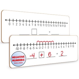 SCRIBBLEDO Negative Number Line Board 4”x12” Inch Lapboard Double Sided White Board Featuring -10 Through +10 Number Line & 0-20 Dry Erase Students Desk Whiteboard Math Manipulatives