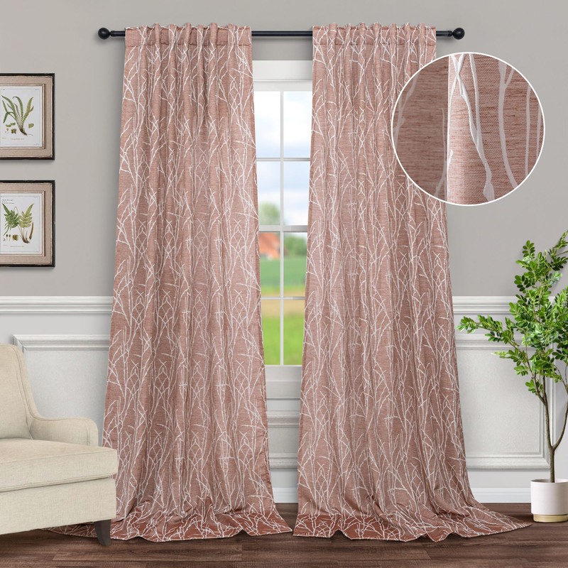 Boho Terracotta Curtains 84 Inch Length for Living Room Darkening