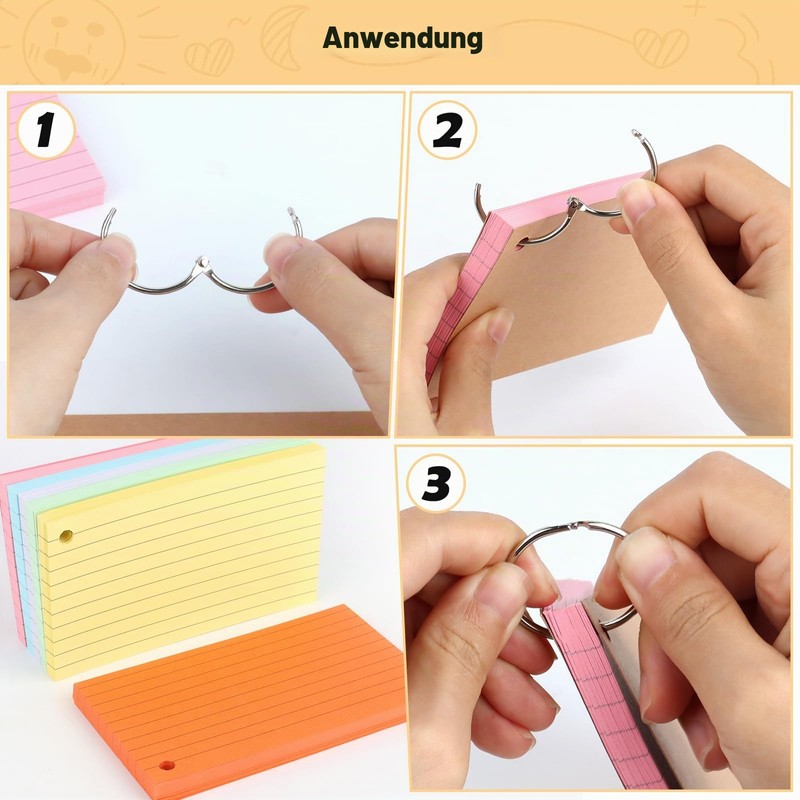 TNEDFOD 300 Sheets Index Cards, 12.3 x 7.3 cm Lined
