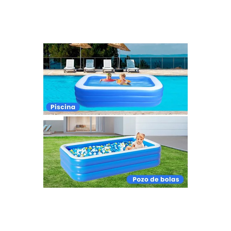 Alberca Inflables Grandes 260cm Piscinas Rectangulares Azul