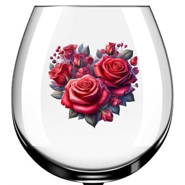 x12 Red Rose Heart Valentines Glass Vinyl Decal Stickers Colour nm344