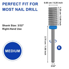 CGBE Nail Cutter Attachments, Tungsten Carbide Cylinder Nail Cutter Bit for Removing Acrylic Polygel and Hard Gel, 3/32 Inch Cutter Bit for Gel Nails, Manicure, Pedicure Tools