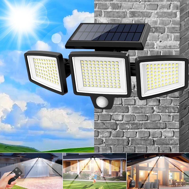 Tuffenough Solar Outdoor Lights 2500LM 210LED Security Lights,3 Heads Dimmable