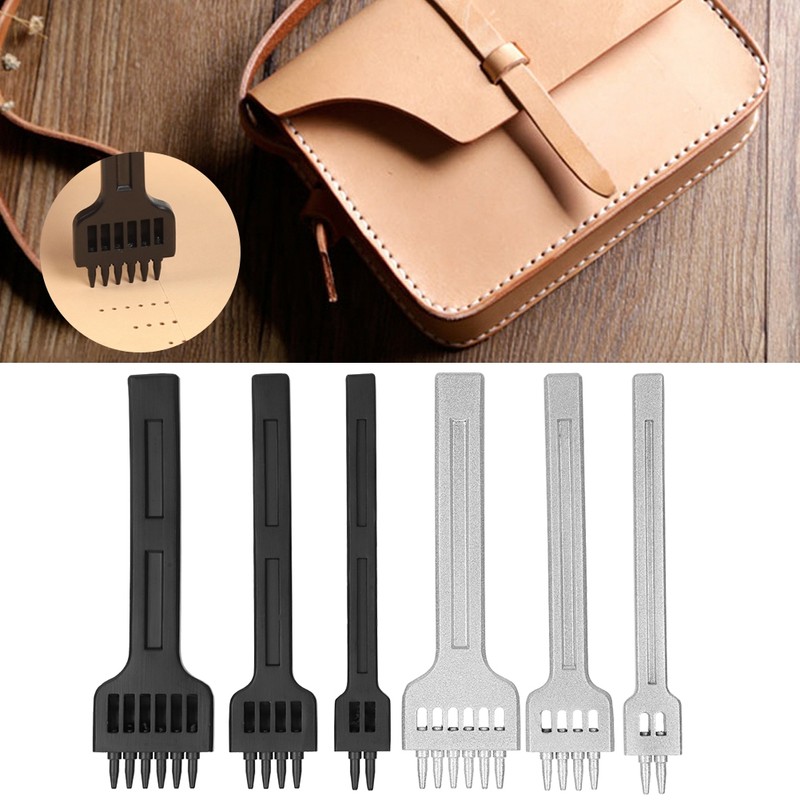 6Pcs Prong Chisel Round Hole DIY Leather Punch Tool HighCarbon