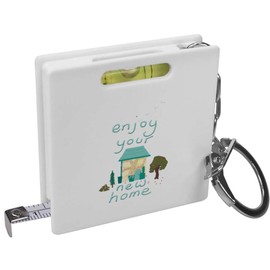 Azeeda 'Enjoy Your New Home And Garden ' Keyring Tape Measure/Spirit Level Tool (KM00038484)