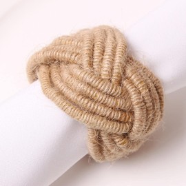 CENPEK Set of 6 Classic Braided Jute Napkin Rings